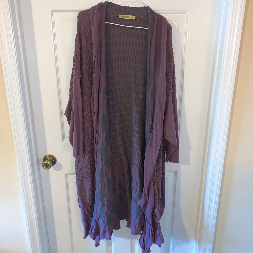 Isolde Roth Lagenlook Purple Kimono style Cardigan 54/56 US Women’s Size 3X